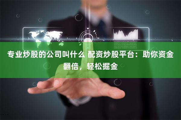 专业炒股的公司叫什么 配资炒股平台：助你资金翻倍，轻松掘金